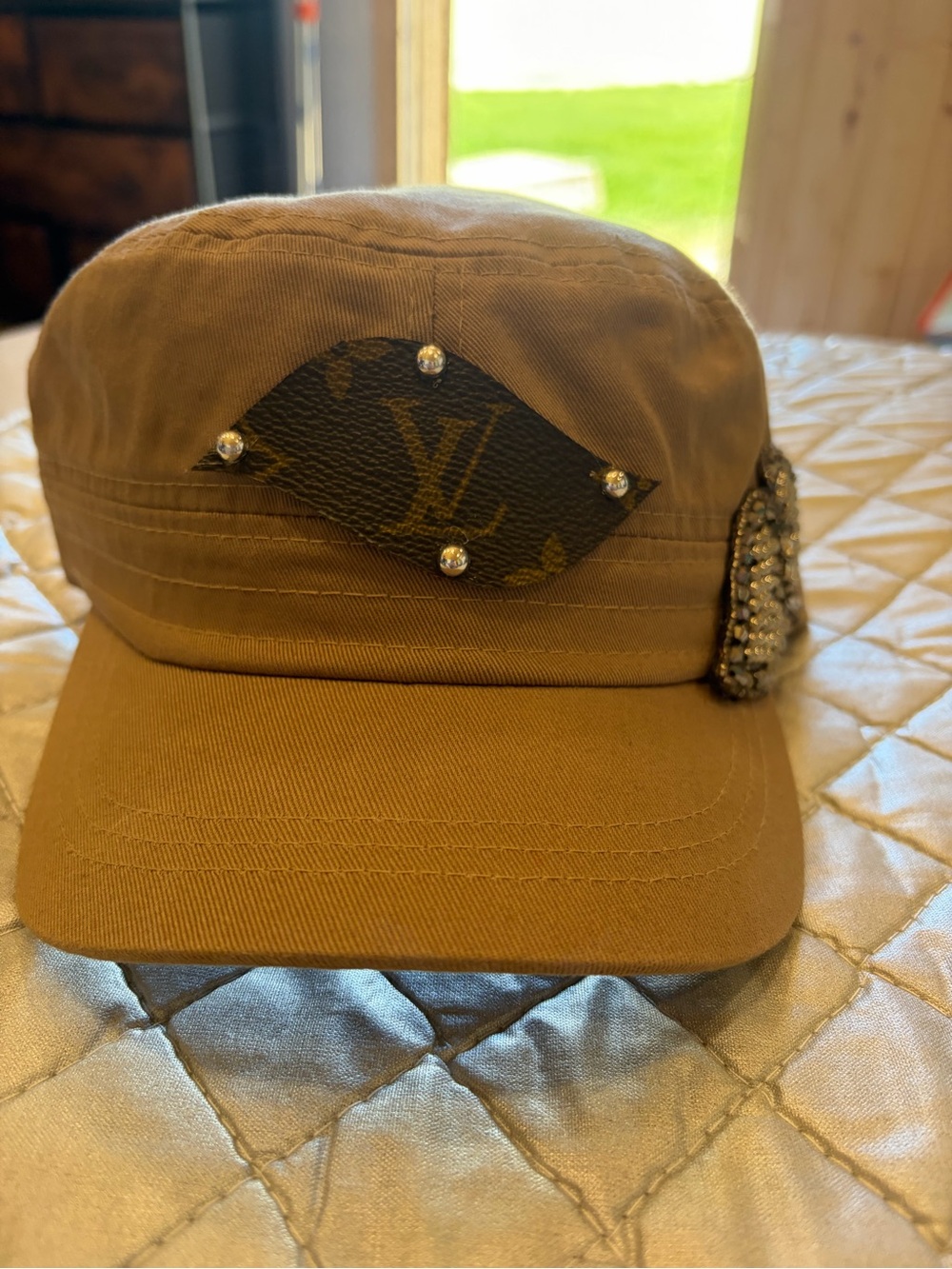 Louis Vuitton Upcycled Brown Monogram Embellished Cap